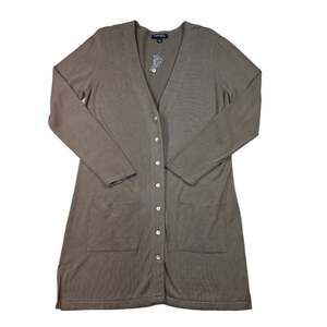 Chadwicks Long Sweater Cardigan in Brown | Size L